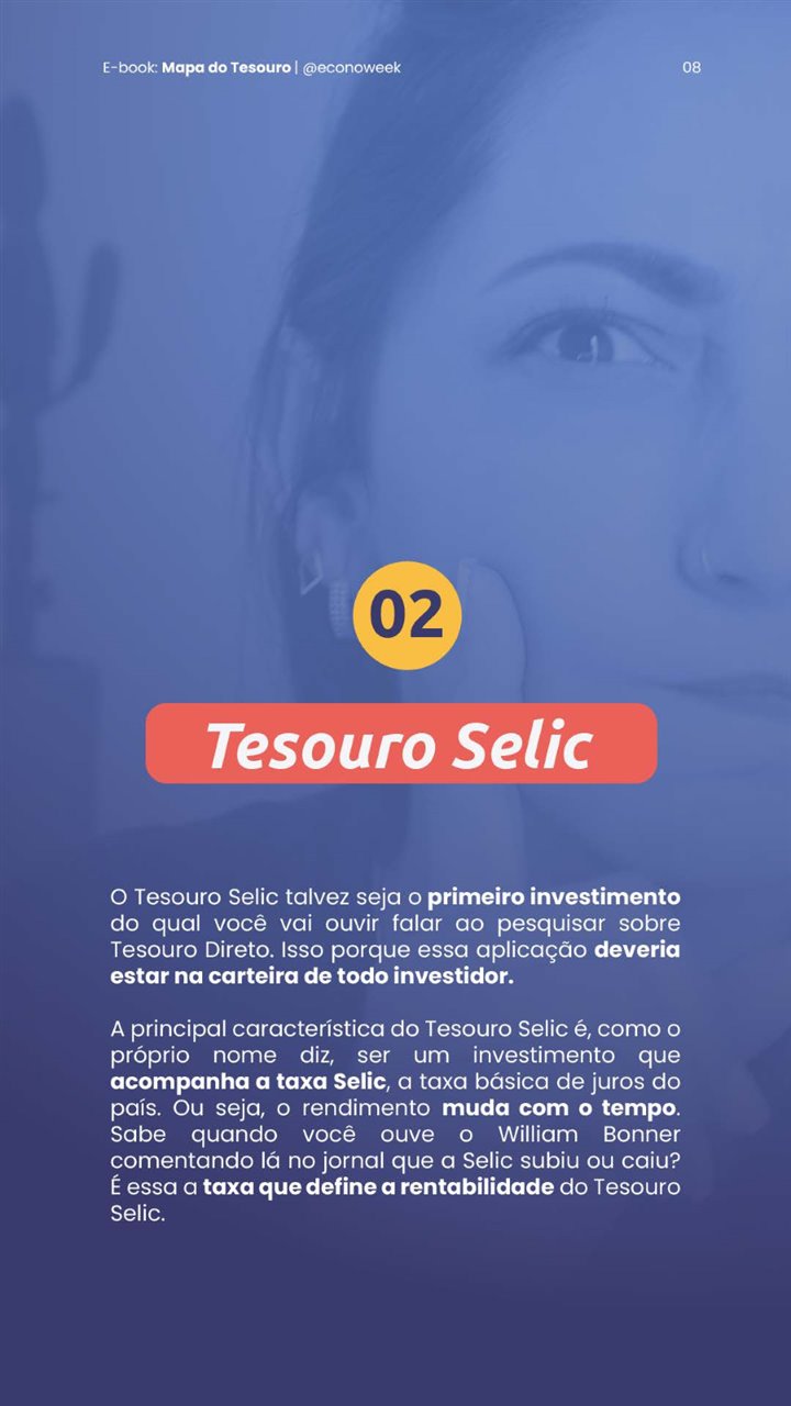 Página 8 do e-book: Abertura do capítulo Tesouro Selic